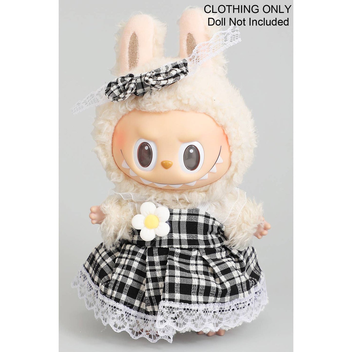 CUTE DRESS AND BOW PIN LABUBU OUTFIT