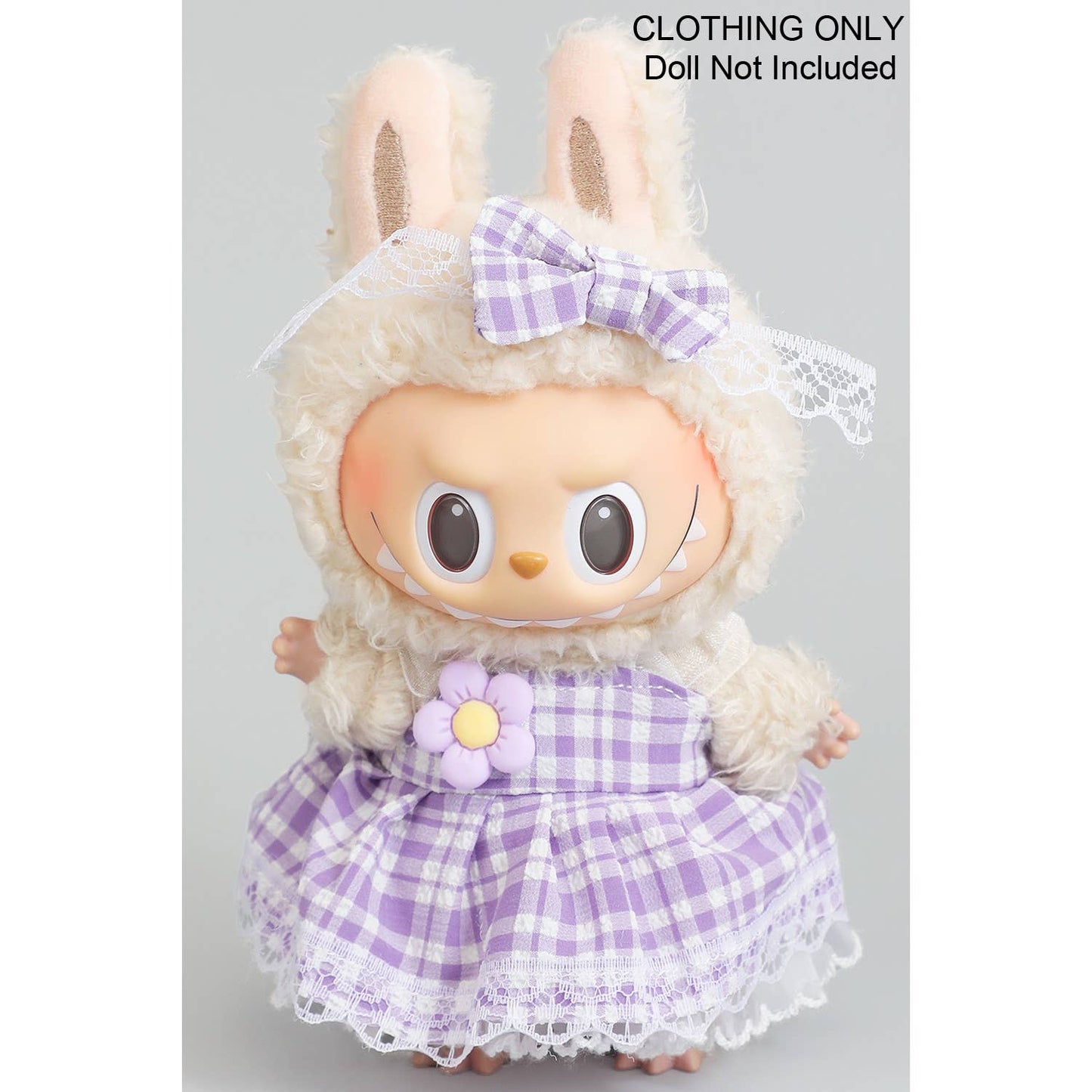 CUTE DRESS AND BOW PIN LABUBU OUTFIT