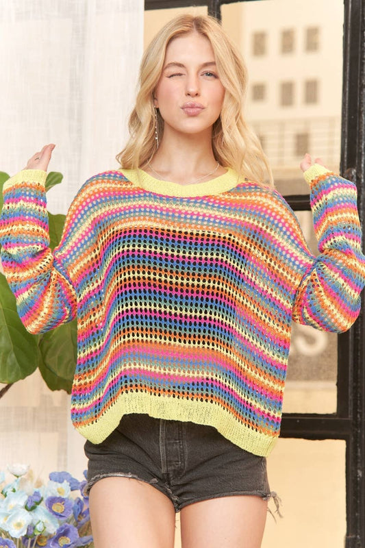 MULTI COLOR LIGHTWEIGHT SWEATER TOP