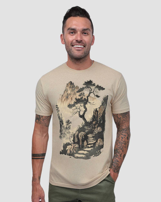 Men's Graphic Tee - Screenprinted T-Shirt (Tranquil Ascent)