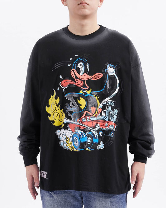 FreezeMax LOONEY TUNES- HOT ROD DAFFY-DROP SHOULDER LONG SLEEVE TEE