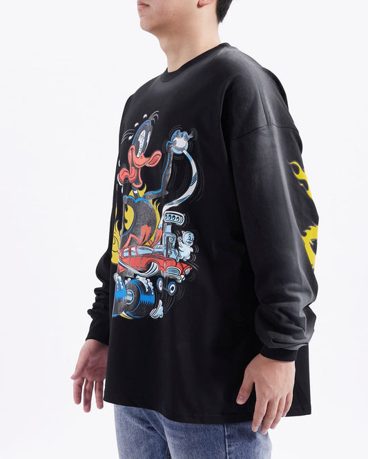 FreezeMax LOONEY TUNES- HOT ROD DAFFY-DROP SHOULDER LONG SLEEVE TEE
