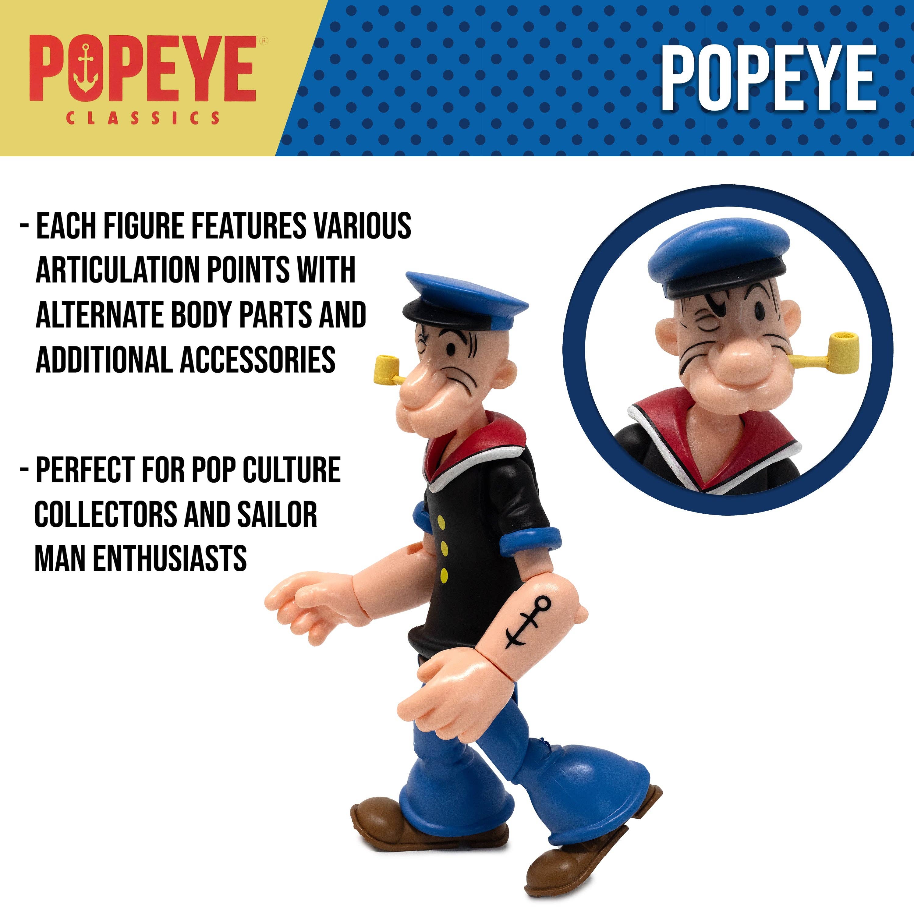 Popeye Classics Action Figure: Popeye 1st Appearance - black shirt