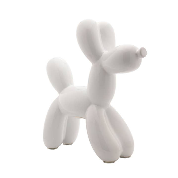 White Ceramic Dog Piggy Bank - 12" Tall