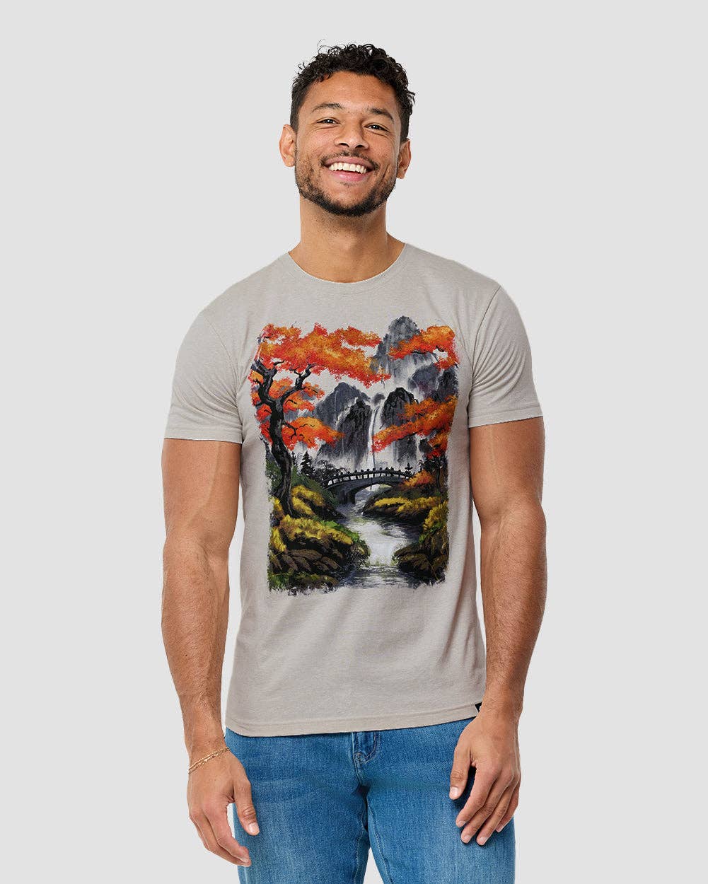 Men's Graphic Tee - Screenprinted T-Shirt (Misty Falls)