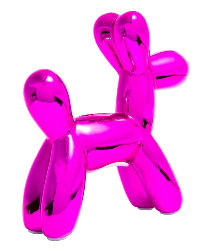 Hot Pink Mini Ceramic Dog Piggy Bank - 7.5" Tall