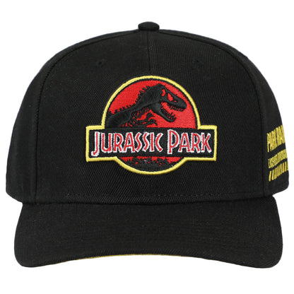 Jurassic Park Embroidered Snap Back Black Dad Hat for Men