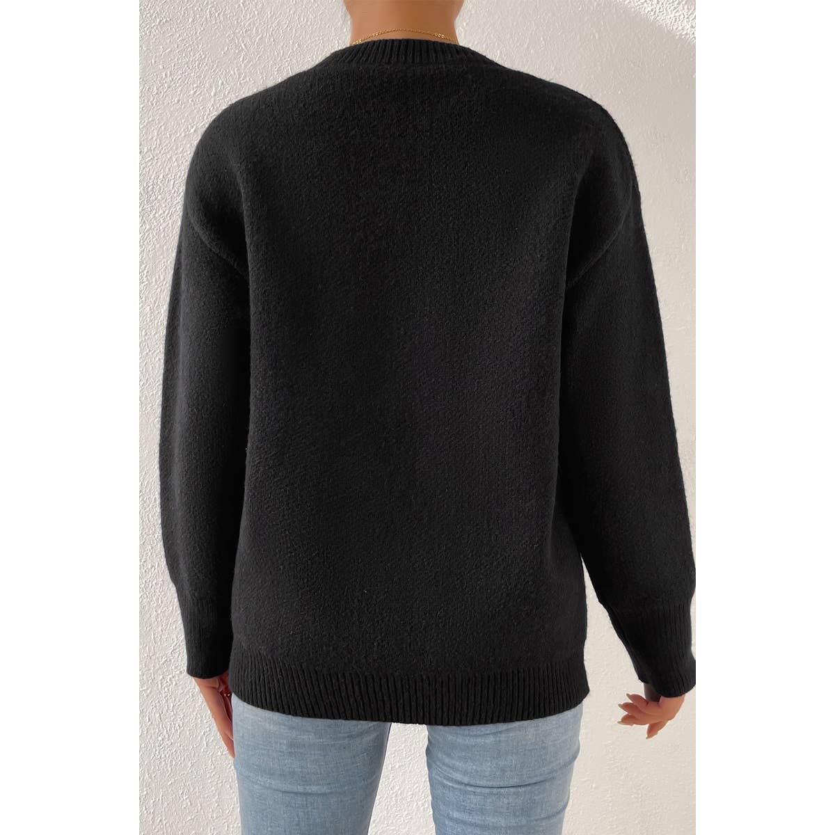 Star Print Knit Loose Fit Sweater