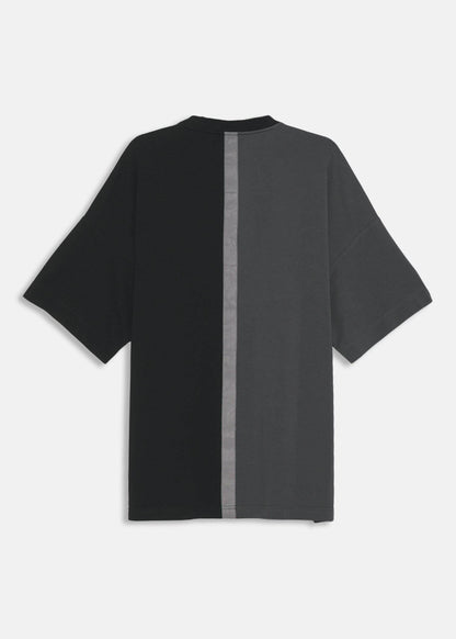 Color Blocked Oversize Tee with Reflective Tape in Black
