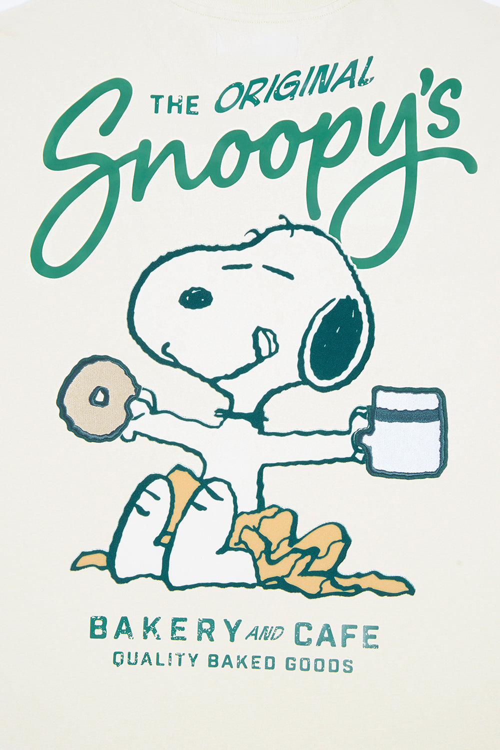 Peanuts Freeze Max Snoopy's Bakery and Cafe T-Shirt - Cream