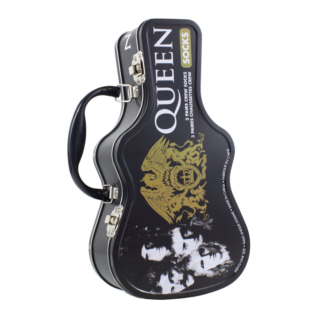 QUEEN GUITAR TIN SOCK BOX, 3 PAIR
