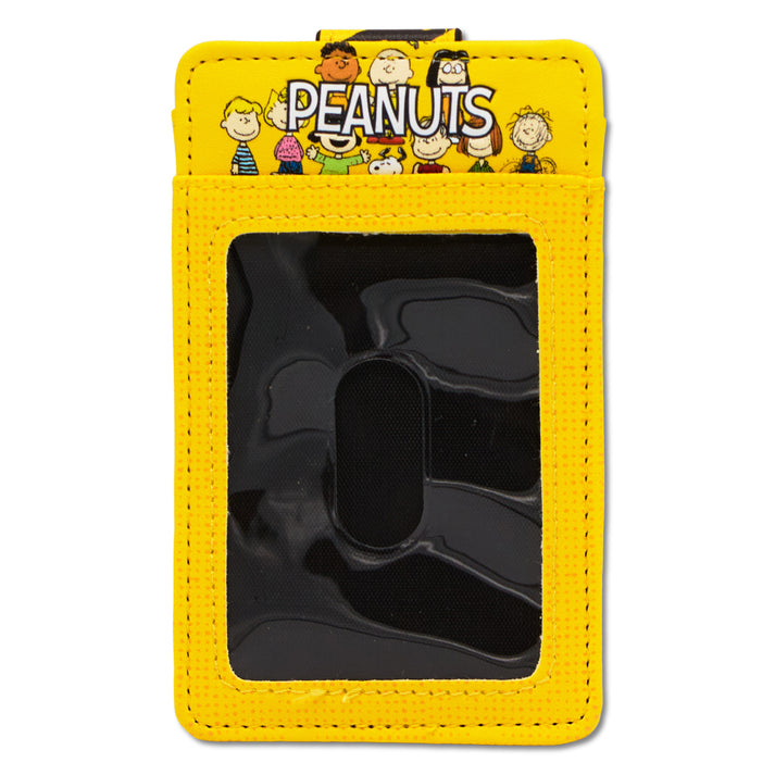 Character Wallet ID Card Holder - Peanuts Seven Character Group Pose Yellow