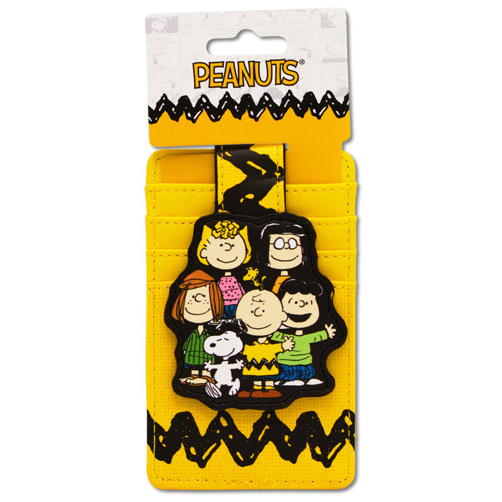 Character Wallet ID Card Holder - Peanuts Seven Character Group Pose Yellow