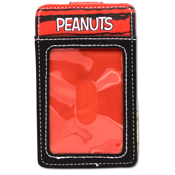 Character Wallet ID Card Holder - Peanuts Snoopy Sleeping Dog House Pose Black