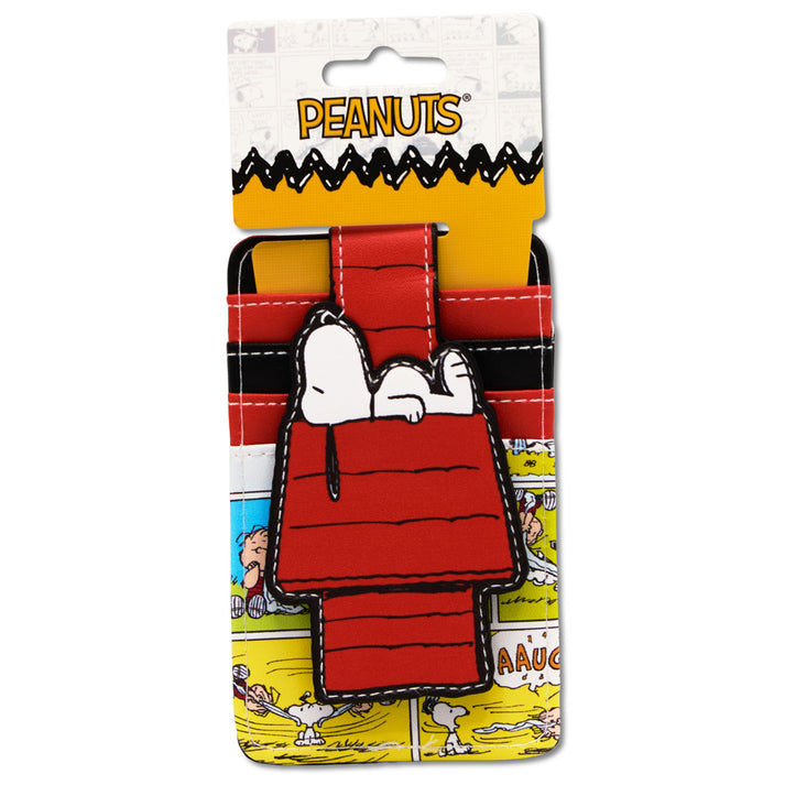 Character Wallet ID Card Holder - Peanuts Snoopy Sleeping Dog House Pose Black
