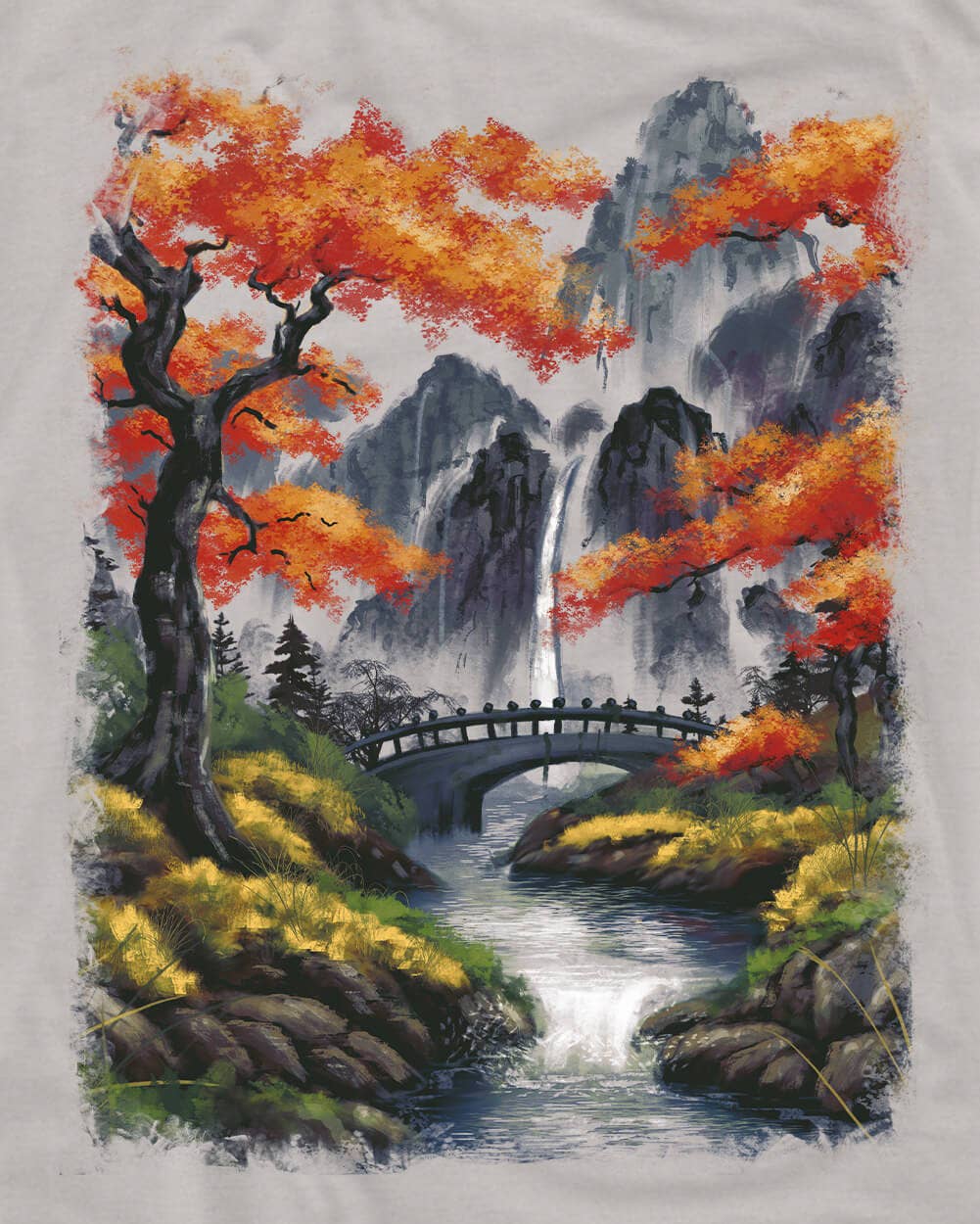 Men's Graphic Tee - Screenprinted T-Shirt (Misty Falls)
