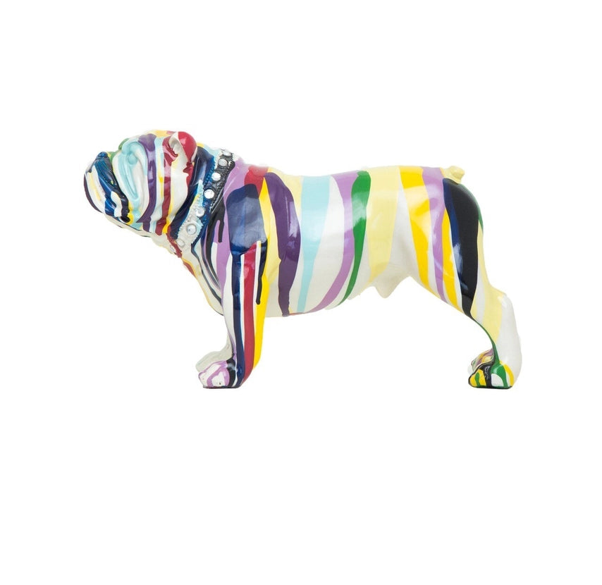 Hand Painted Graffiti Bulldog Sculpture - 10" Long