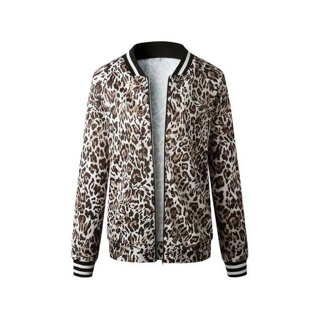 Printed Zip Up Long Sleeves Bomber Jacket