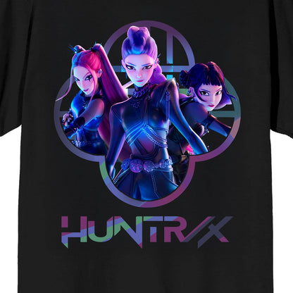 KPop Demon Hunters Huntrix Capture Color Adult Black Crew Neck Short Sleeve T-shirt