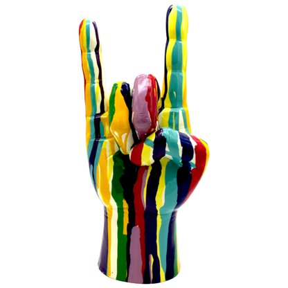 XXL Graffiti Rock On hand Tabletop Sculpture  - 11" tall