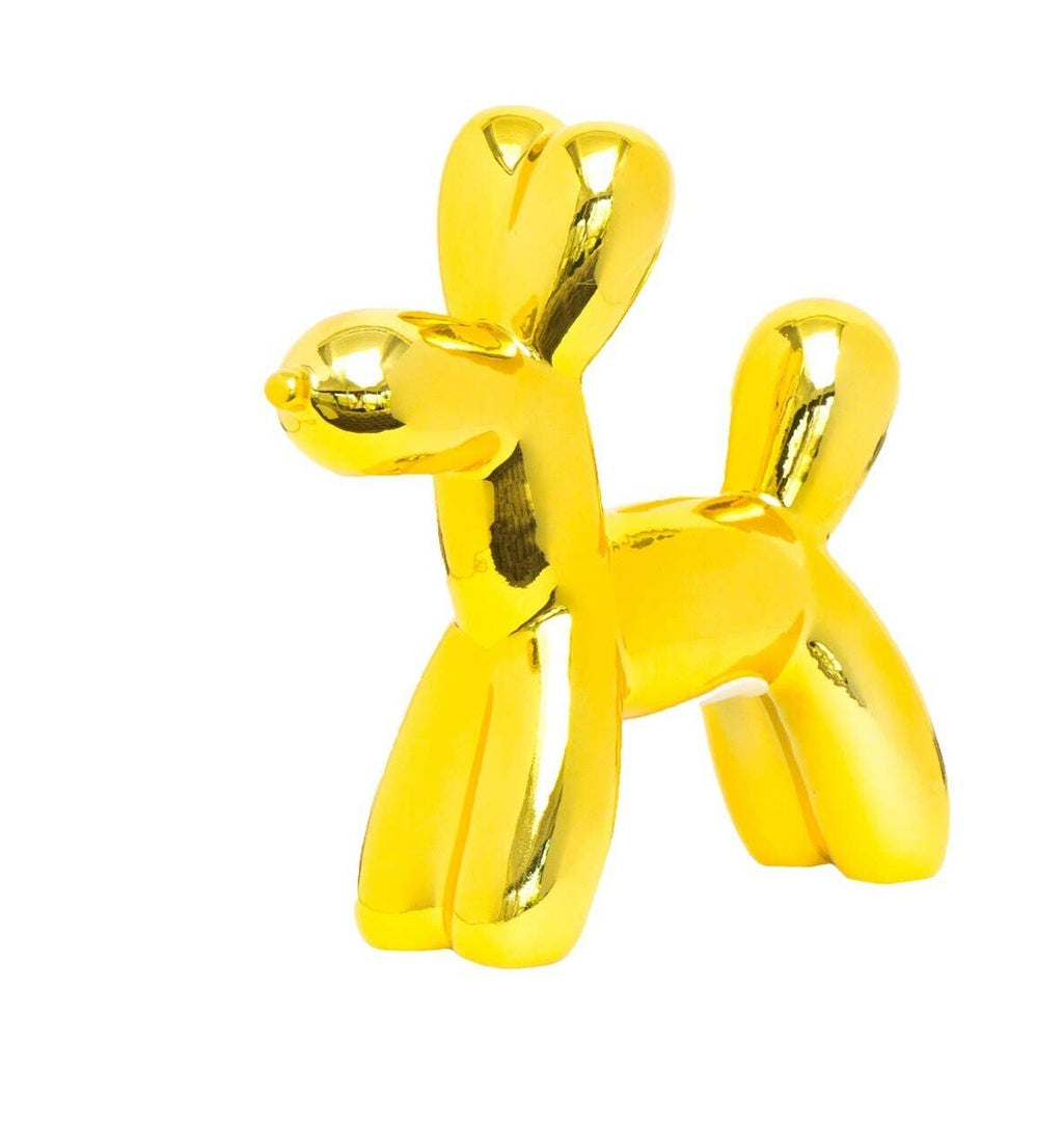 Bright Gold Mini Ceramic Dog Piggy Bank - 7.5" tall