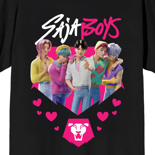 KPop Demon Hunters Saja Boys Heart on Black Short Sleeve Adult T Shirt