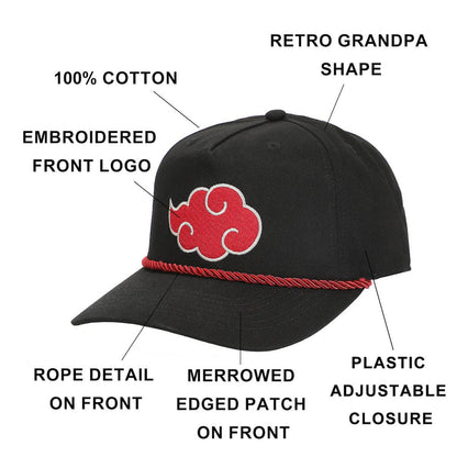 Naruto Embroidered Akatsuki Cloud Snapback Hat