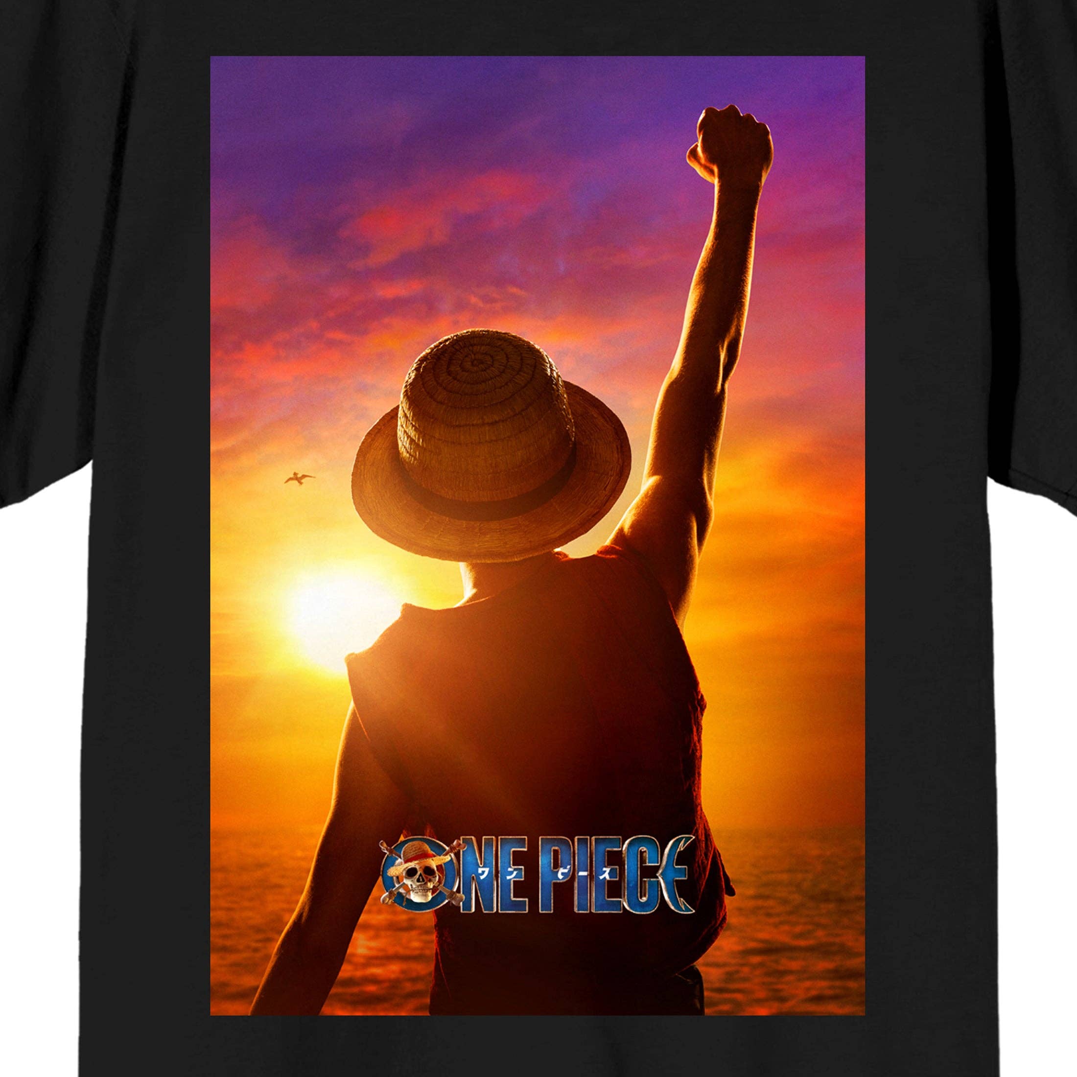 One Piece (Live Action) Monkey D. Luffy Men's Black Short Sleeve Tee