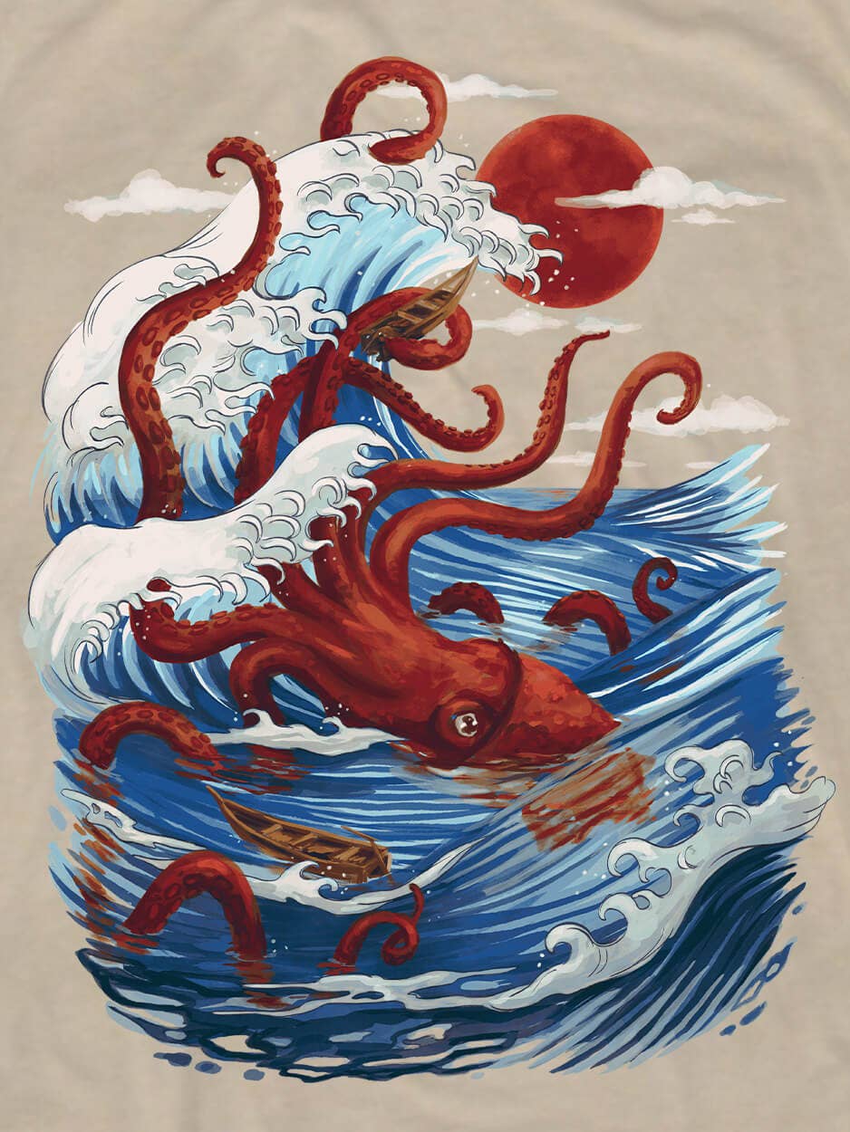 Men's Graphic Tee - Screenprinted T-Shirt (Ocean Wrath)