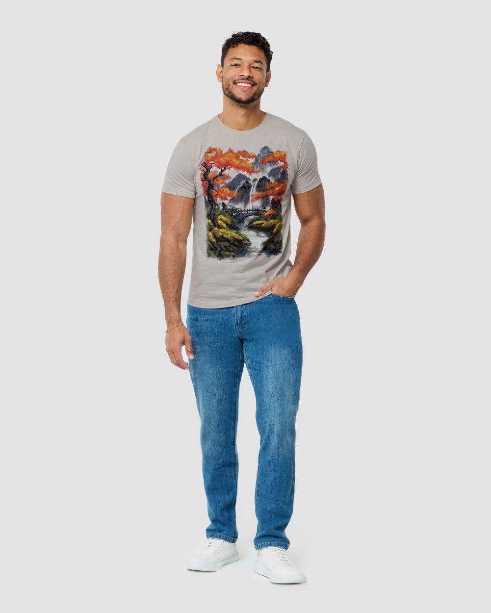 Men's Graphic Tee - Screenprinted T-Shirt (Misty Falls)
