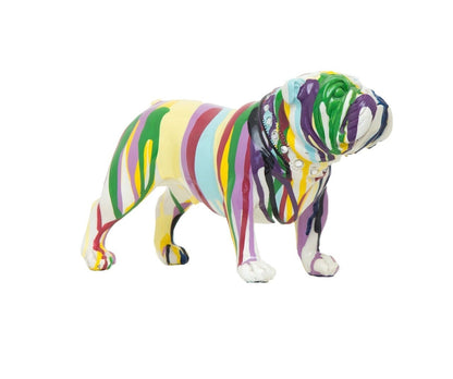 Hand Painted Graffiti Bulldog Sculpture - 10" Long