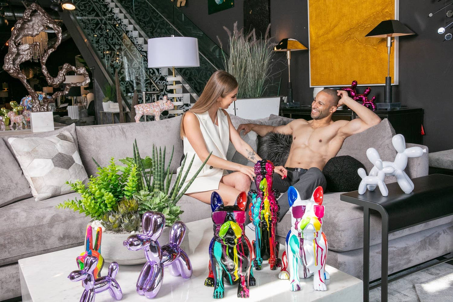 Lavender Ceramic Dog Piggy Bank - 12" tall