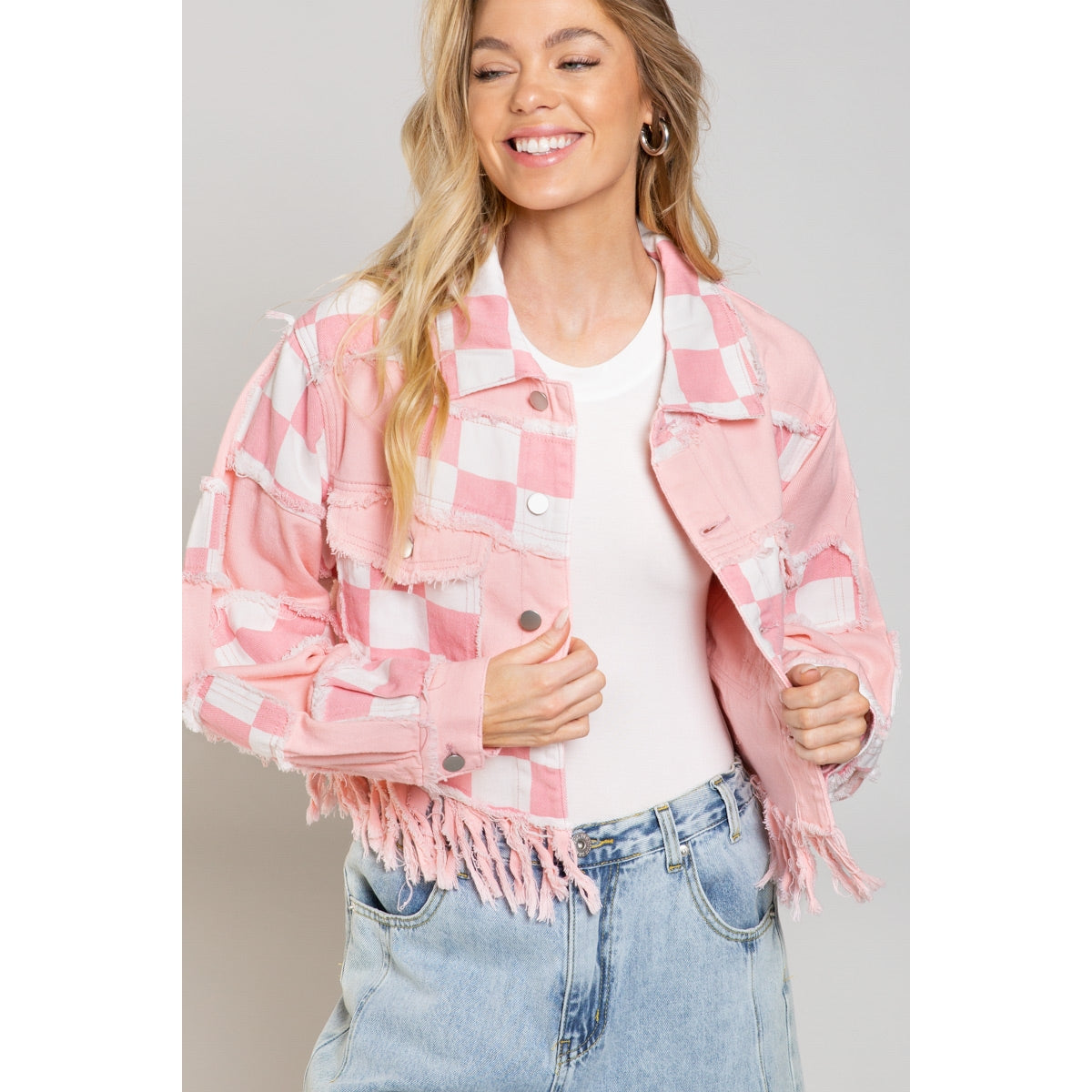 CHECKER JACKET PINK