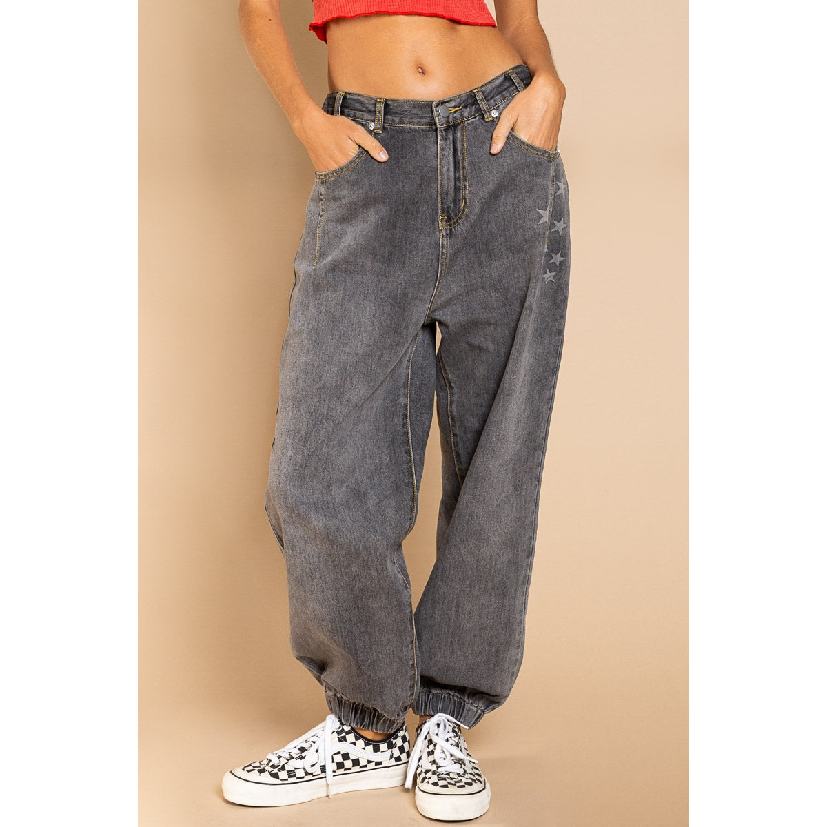 BLACK DENIM JOGGERS