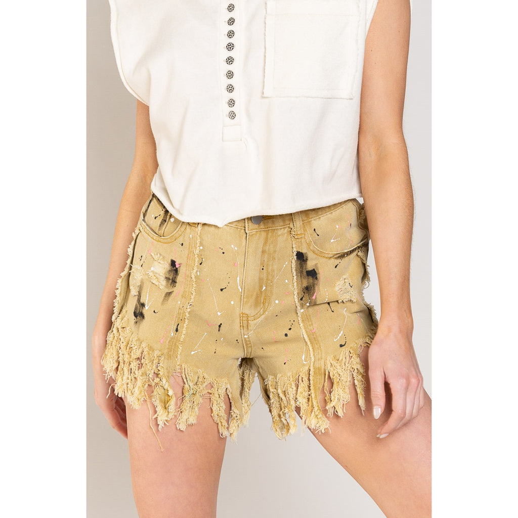 PAINT DENIM SHORTS