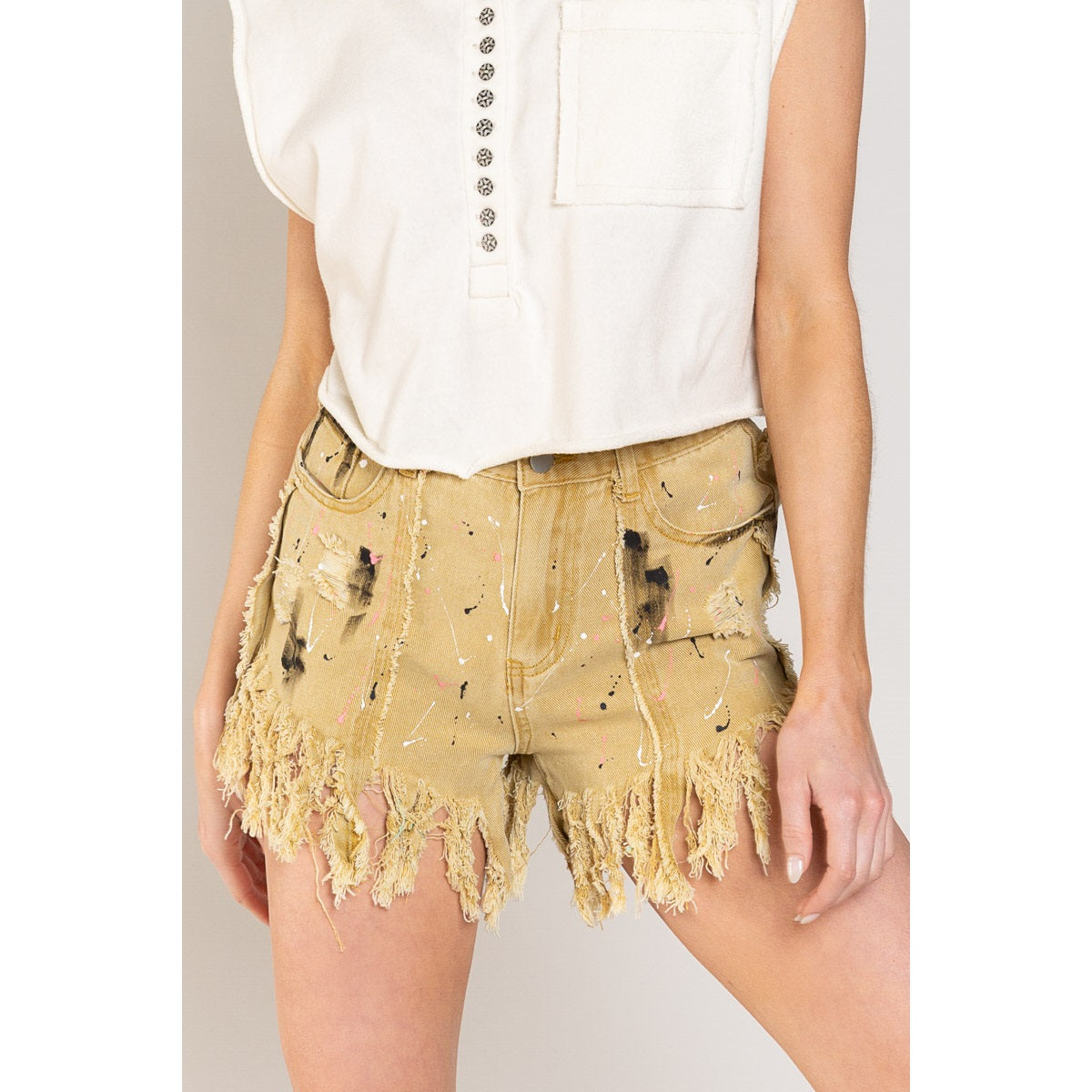 PAINT DENIM SHORTS